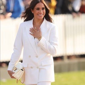 Zara white belted blazer coat